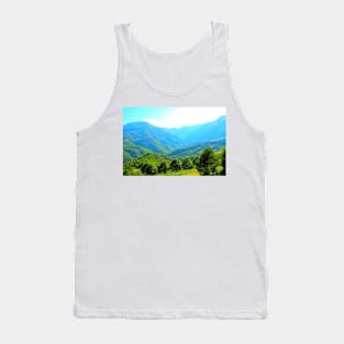 Scenery in Montemonaco with Sibillini mountains in the background and hills in the foreground Tank Top